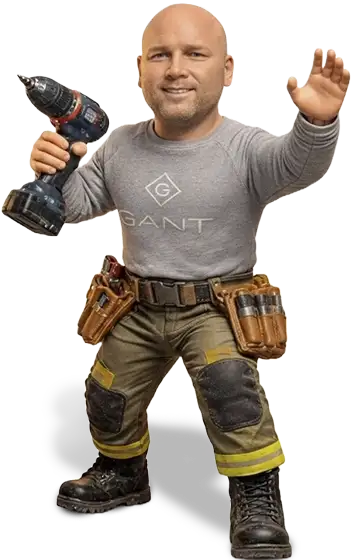 Thomas Sonntag als Experten-Avatar für hochwertigen Innenausbau in Neuss mit Werkzeug.